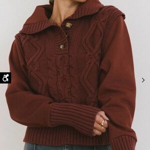Bohme Irene Cable Knit Sweater in Burgundy